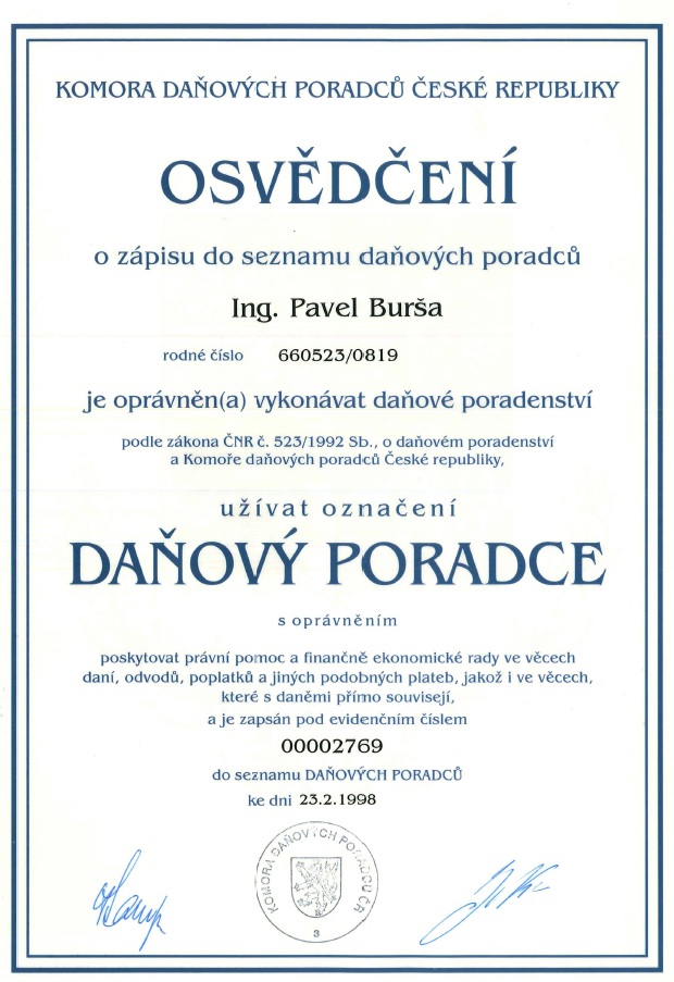 osvědčení